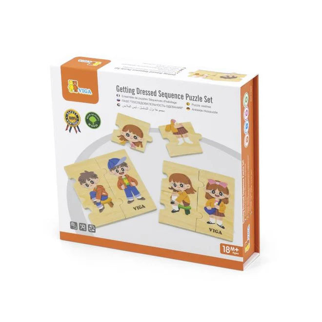 Viga - Wooden Getting Dressed Sequence Puzzle - Timbertime Toys