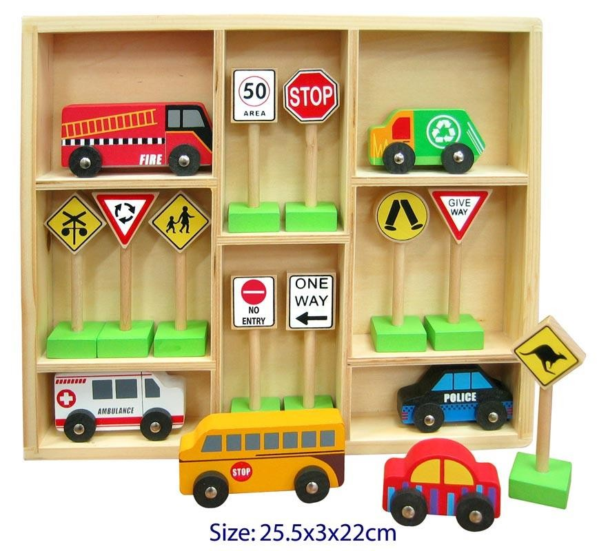 Fun Factory - Wooden cars and traffic signs - Timbertime Toys