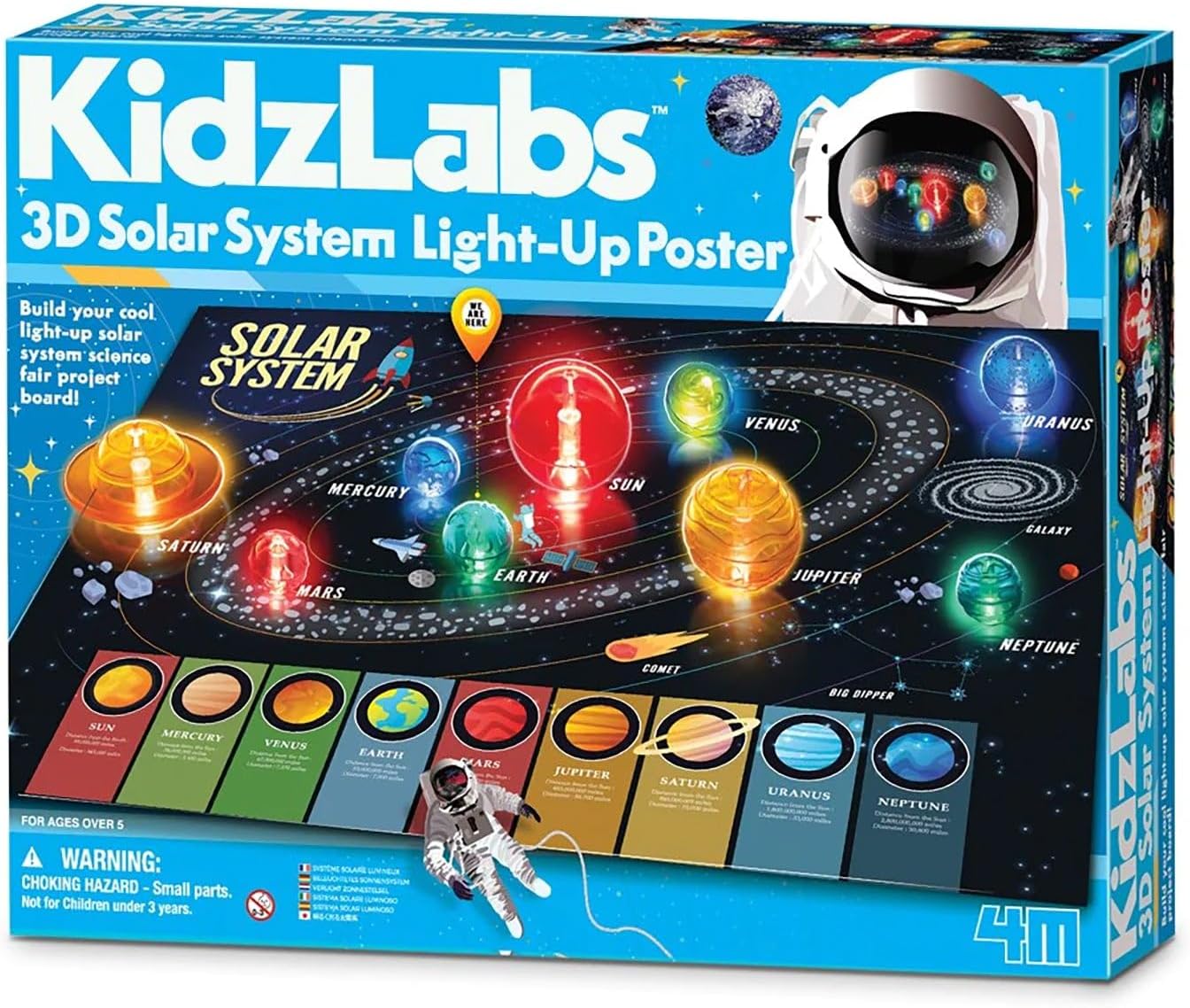 4M - kidzlabs - 3D Solar System Light Up Poster - Timbertime Toys