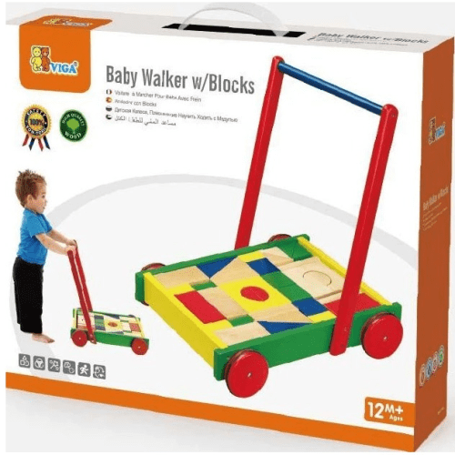 Viga - Wooden Baby Walker with Blocks - Timbertime Toys
