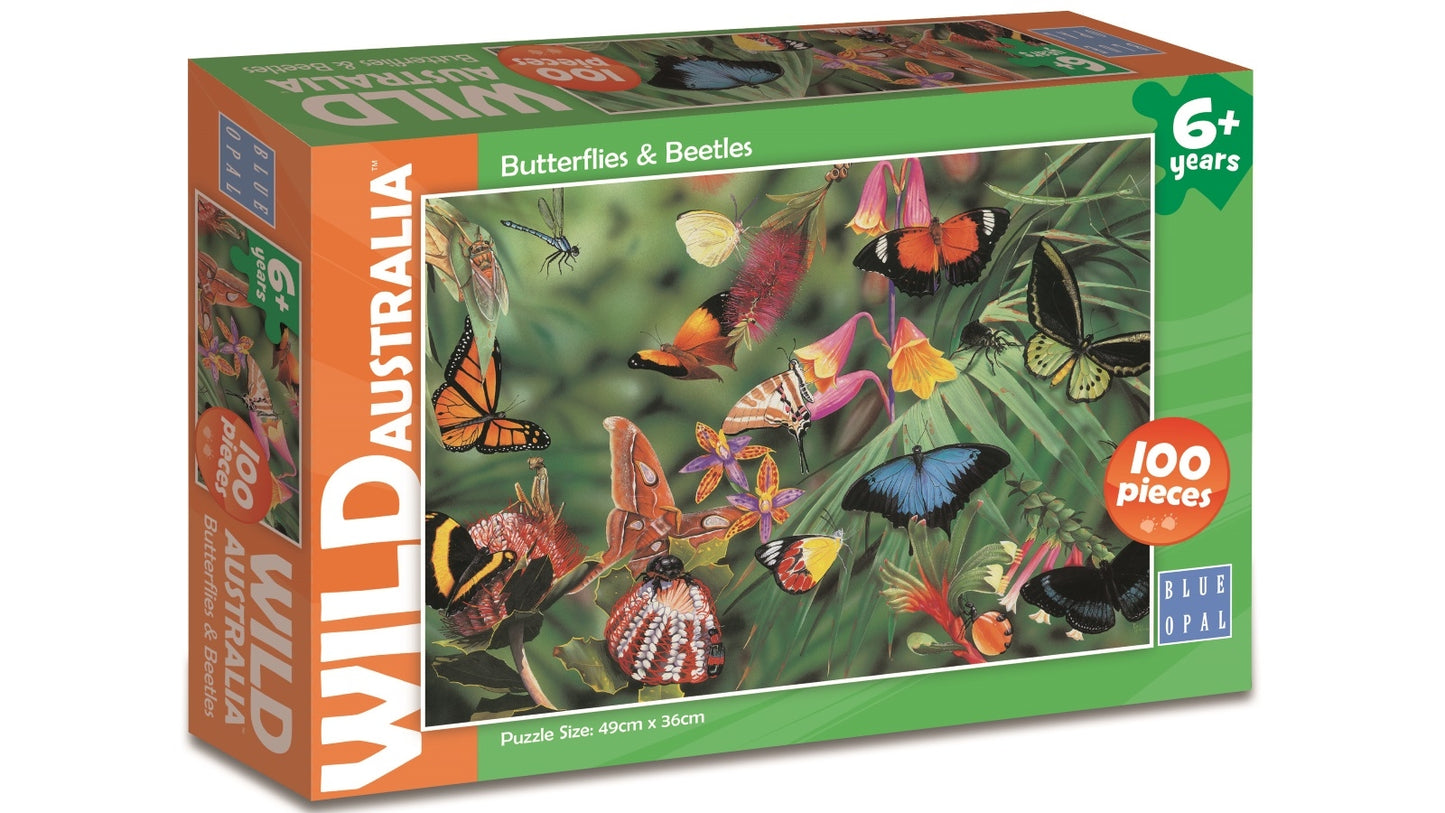 Blue Opal - Wild Australia - Butterflies And Beetles 100 Piece - Timbertime Toys