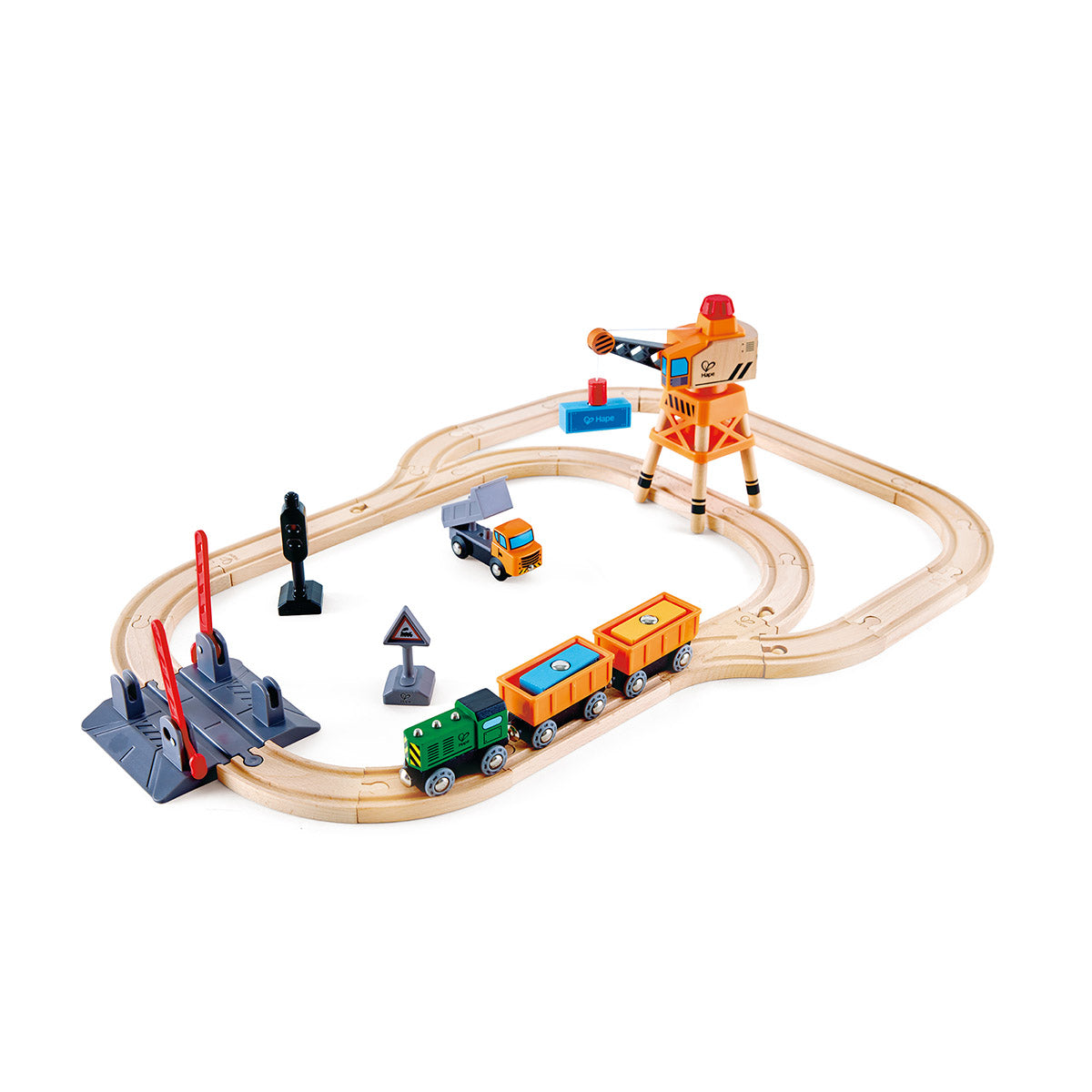 Hape - Crossing and Crane Train Set