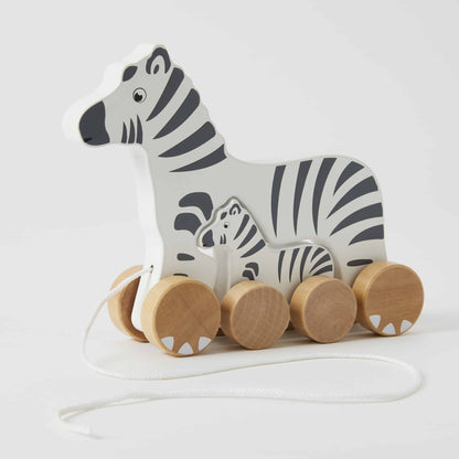 Zookabee - Wooden Pull along Zebra with Baby