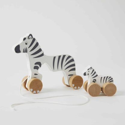 Zookabee - Wooden Pull along Zebra with Baby
