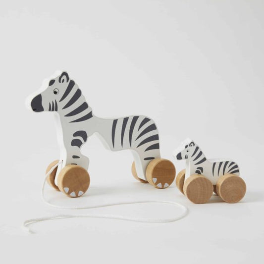 Zookabee - Wooden Pull along Zebra with Baby