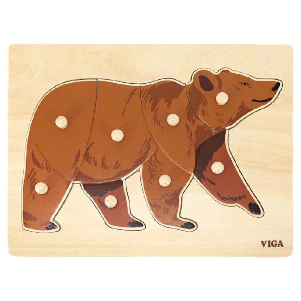 Viga - Wooden Montessori peg puzzle - Bear - Timbertime Toys