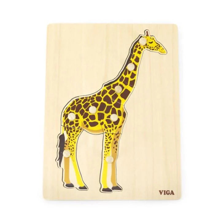 Viga - Wooden Montessori peg puzzle - Giraffe - Timbertime Toys
