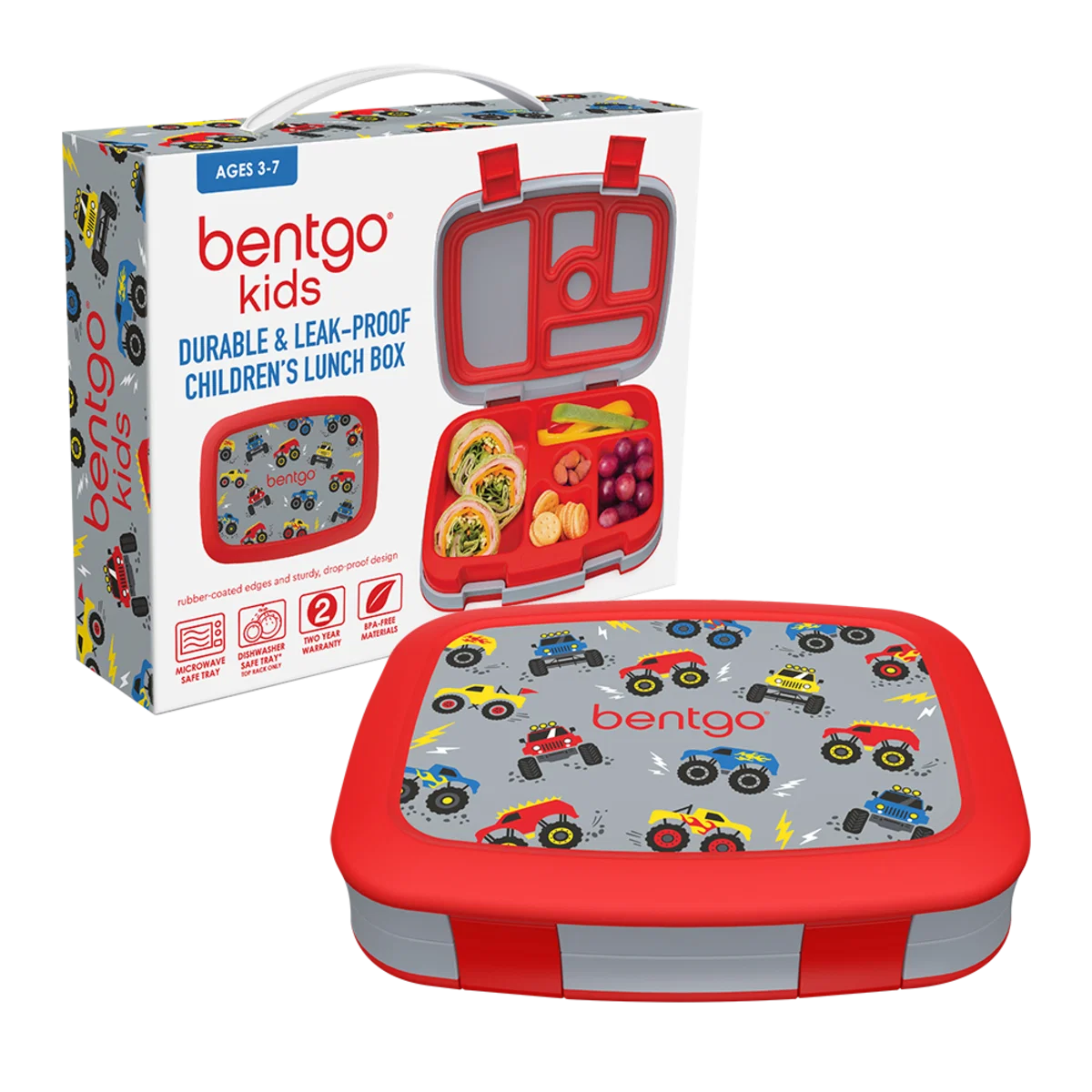 Bentgo Kids Durable & Leak-Proof Children's Lunch Box - Trucks Design