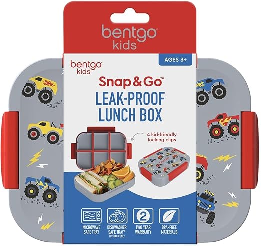 Bentgo Kids Snap & Go Leak-Proof Lunch Box - Trucks Design - Timbertime Toys
