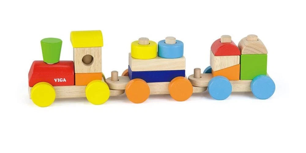 Viga - Wooden stacking train pull along - Timbertime Toys